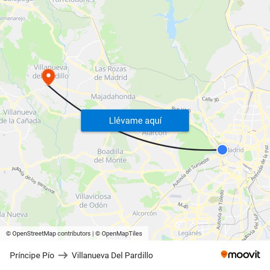 Príncipe Pío to Villanueva Del Pardillo map