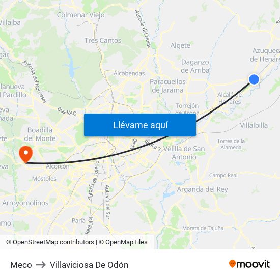 Meco to Villaviciosa De Odón map