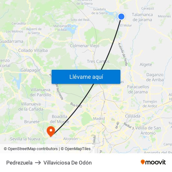 Pedrezuela to Villaviciosa De Odón map