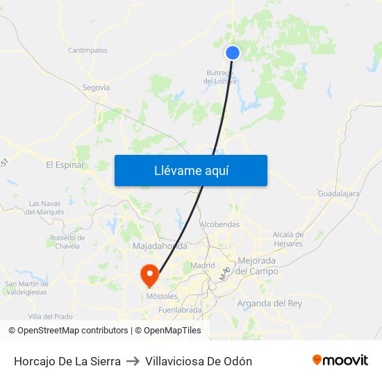 Horcajo De La Sierra to Villaviciosa De Odón map