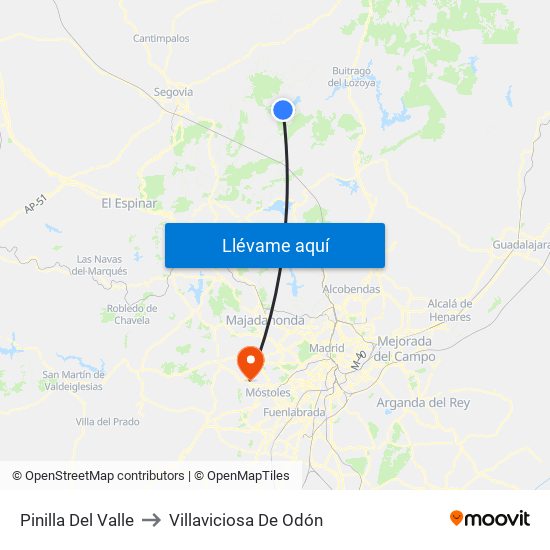 Pinilla Del Valle to Villaviciosa De Odón map