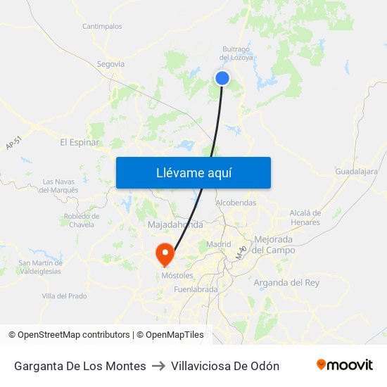 Garganta De Los Montes to Villaviciosa De Odón map