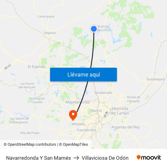 Navarredonda Y San Mamés to Villaviciosa De Odón map