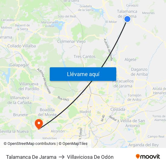 Talamanca De Jarama to Villaviciosa De Odón map