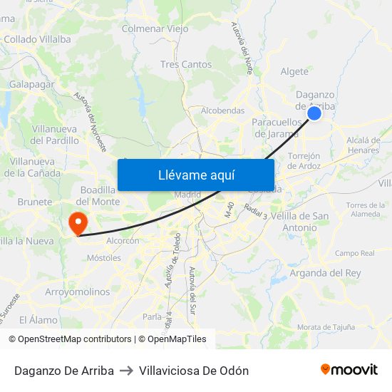 Daganzo De Arriba to Villaviciosa De Odón map