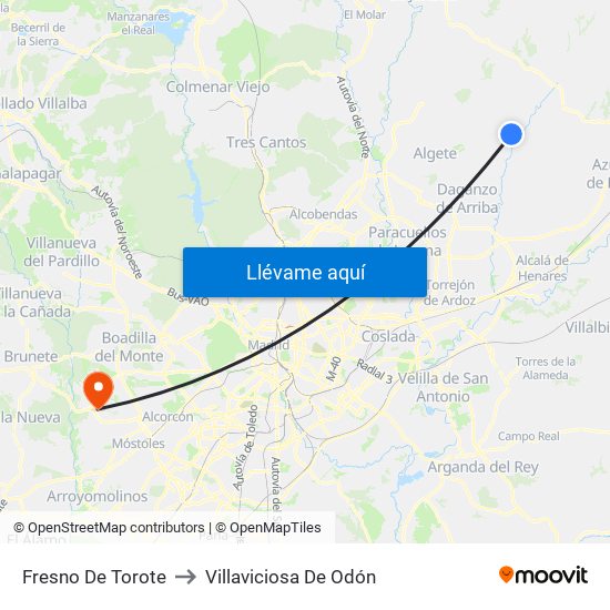Fresno De Torote to Villaviciosa De Odón map