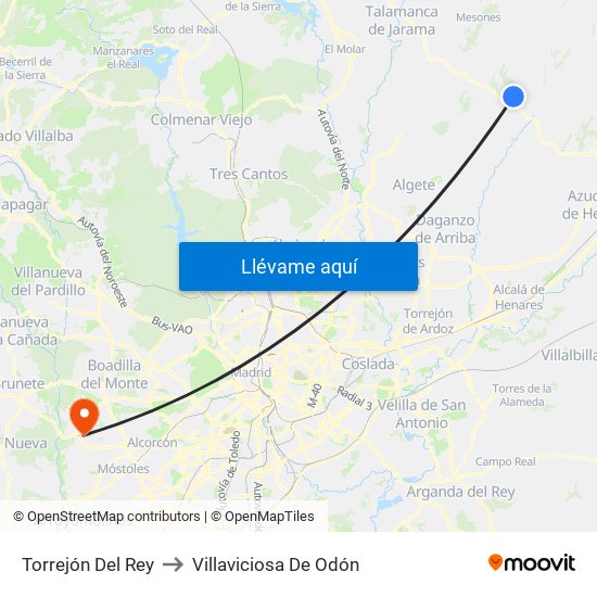 Torrejón Del Rey to Villaviciosa De Odón map