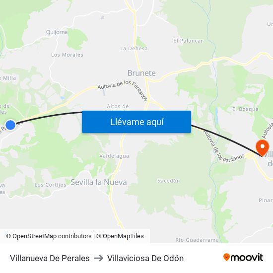 Villanueva De Perales to Villaviciosa De Odón map
