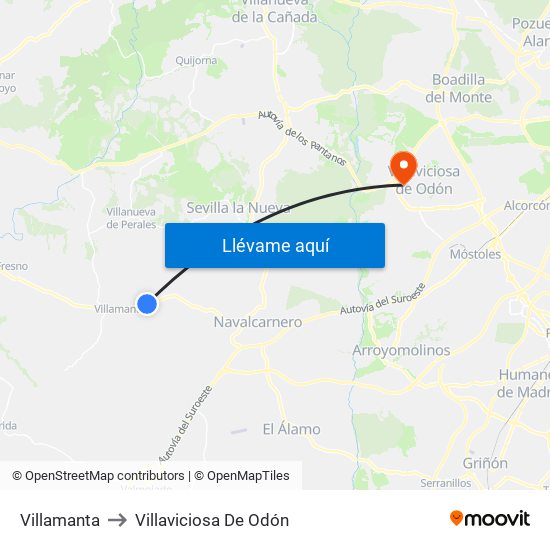 Villamanta to Villaviciosa De Odón map