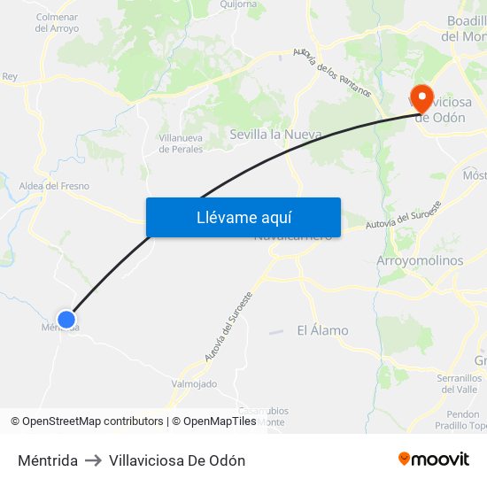 Méntrida to Villaviciosa De Odón map