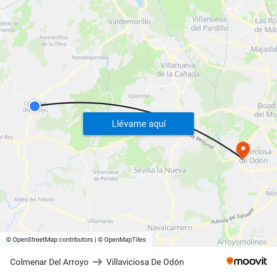 Colmenar Del Arroyo to Villaviciosa De Odón map