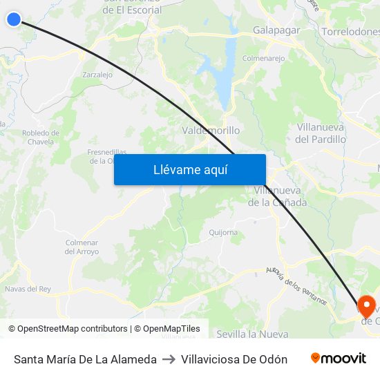 Santa María De La Alameda to Villaviciosa De Odón map