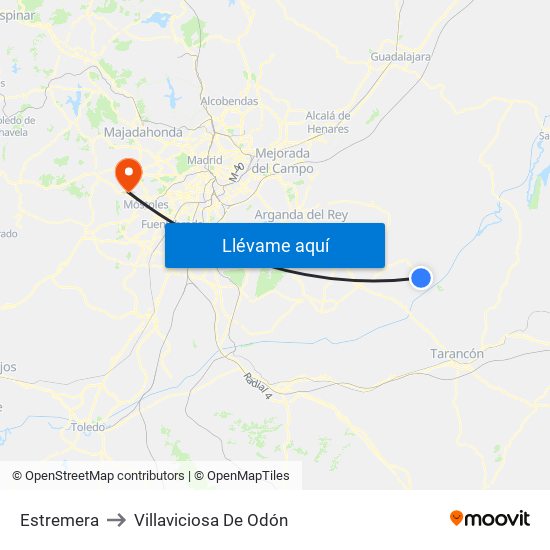 Estremera to Villaviciosa De Odón map