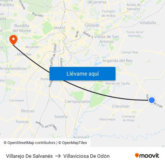 Villarejo De Salvanés to Villaviciosa De Odón map