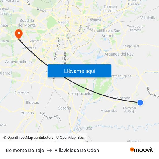 Belmonte De Tajo to Villaviciosa De Odón map