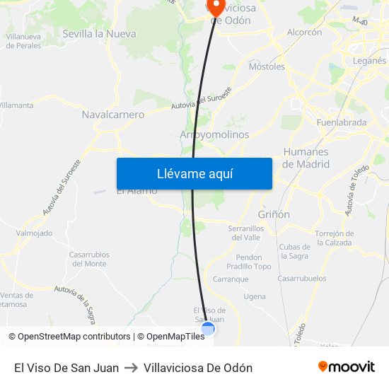 El Viso De San Juan to Villaviciosa De Odón map