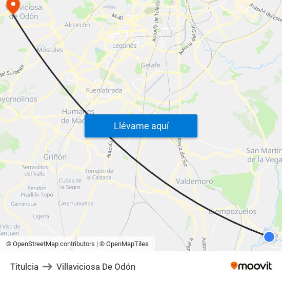 Titulcia to Villaviciosa De Odón map