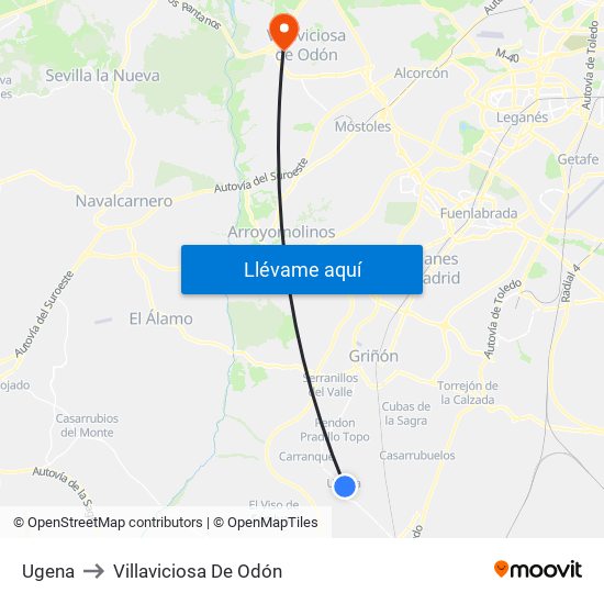 Ugena to Villaviciosa De Odón map