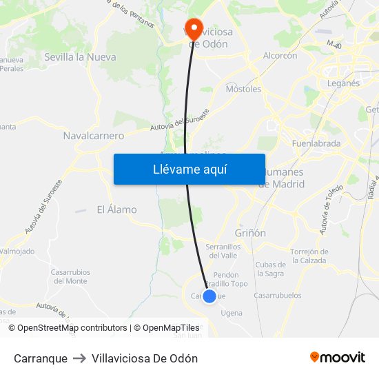 Carranque to Villaviciosa De Odón map