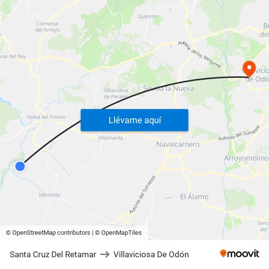 Santa Cruz Del Retamar to Villaviciosa De Odón map