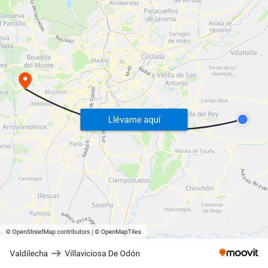 Valdilecha to Villaviciosa De Odón map