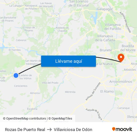 Rozas De Puerto Real to Villaviciosa De Odón map