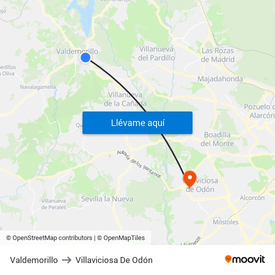 Valdemorillo to Villaviciosa De Odón map