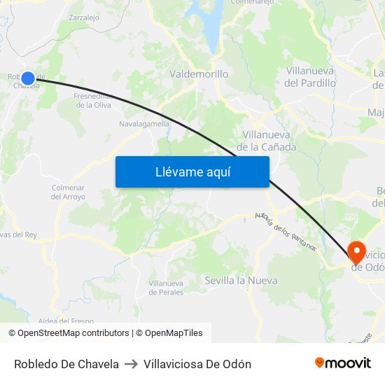 Robledo De Chavela to Villaviciosa De Odón map