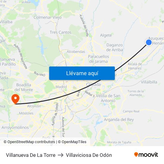 Villanueva De La Torre to Villaviciosa De Odón map