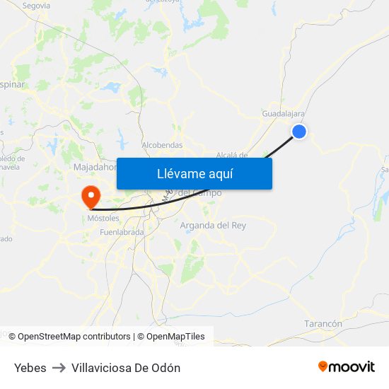 Yebes to Villaviciosa De Odón map