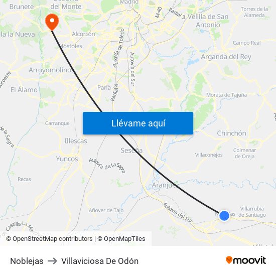Noblejas to Villaviciosa De Odón map