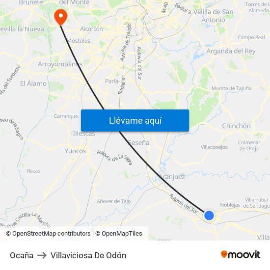 Ocaña to Villaviciosa De Odón map