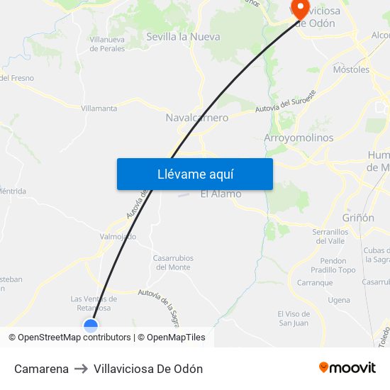 Camarena to Villaviciosa De Odón map