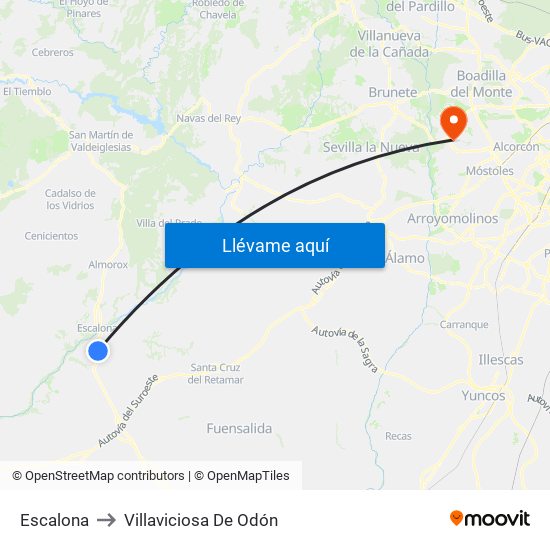 Escalona to Villaviciosa De Odón map