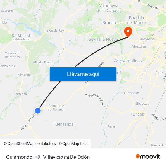 Quismondo to Villaviciosa De Odón map