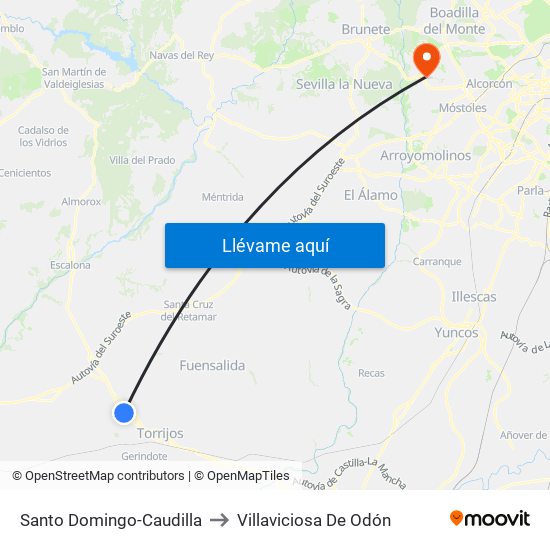 Santo Domingo-Caudilla to Villaviciosa De Odón map