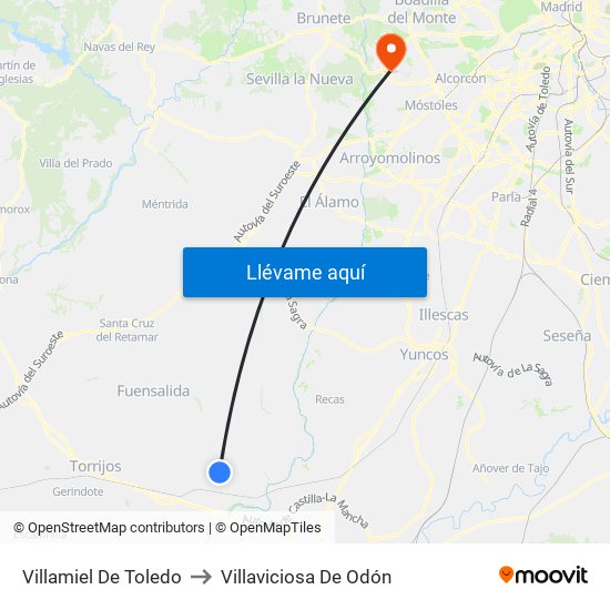 Villamiel De Toledo to Villaviciosa De Odón map
