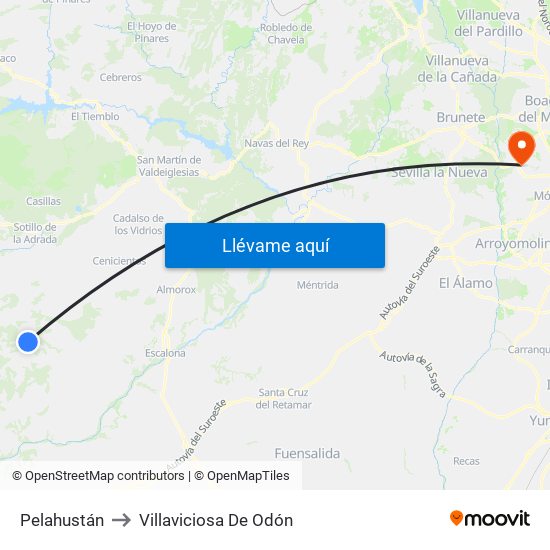 Pelahustán to Villaviciosa De Odón map