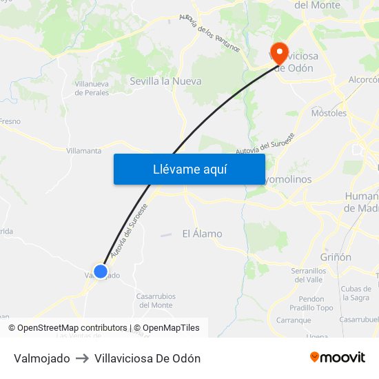 Valmojado to Villaviciosa De Odón map