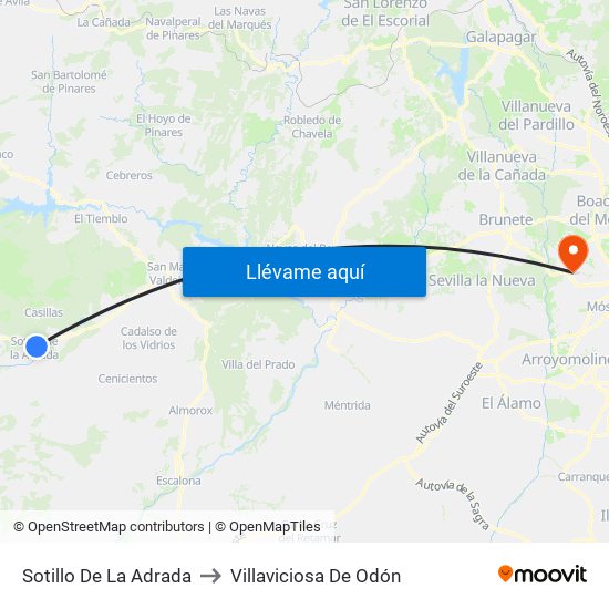Sotillo De La Adrada to Villaviciosa De Odón map