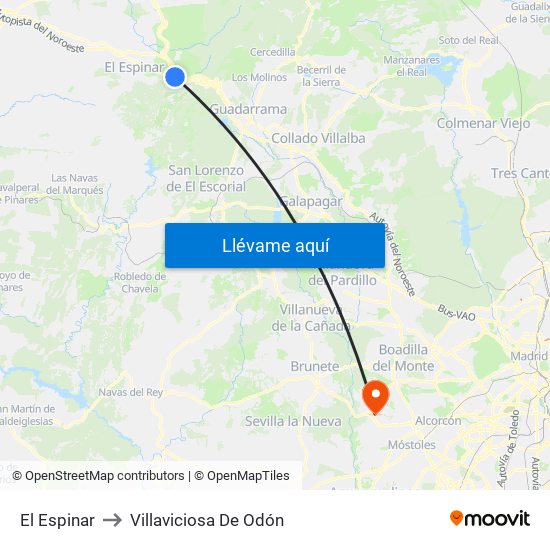 El Espinar to Villaviciosa De Odón map