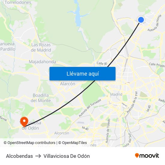 Alcobendas to Villaviciosa De Odón map