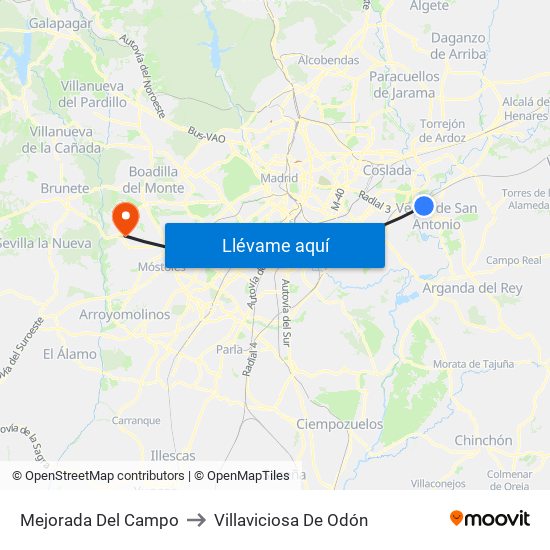Mejorada Del Campo to Villaviciosa De Odón map