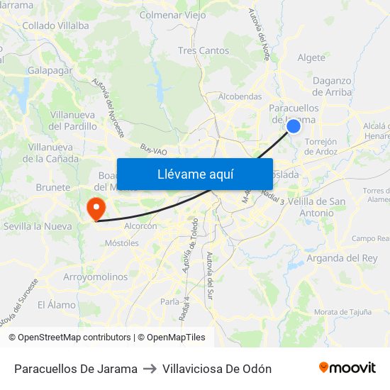 Paracuellos De Jarama to Villaviciosa De Odón map