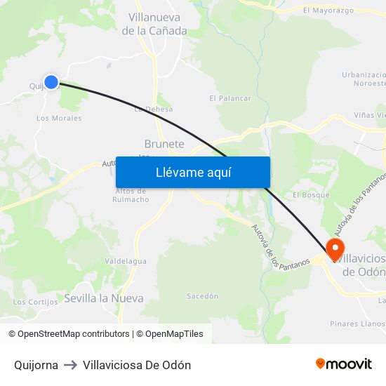 Quijorna to Villaviciosa De Odón map