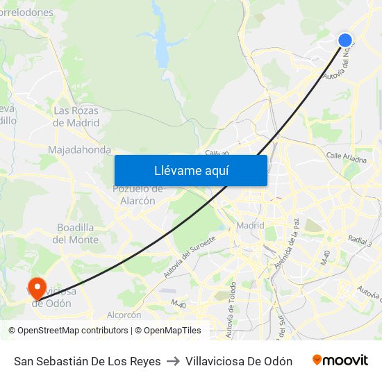 San Sebastián De Los Reyes to Villaviciosa De Odón map