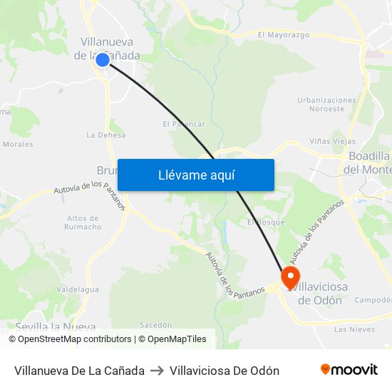 Villanueva De La Cañada to Villaviciosa De Odón map