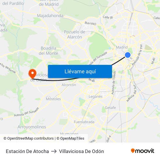 Estación De Atocha to Villaviciosa De Odón map