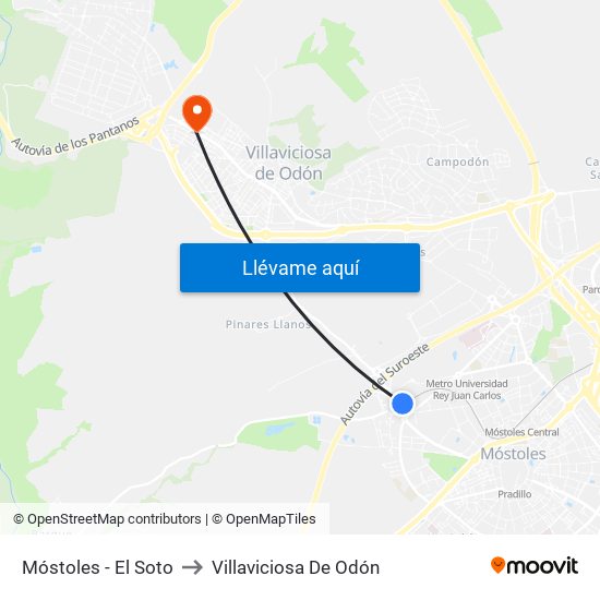 Móstoles - El Soto to Villaviciosa De Odón map