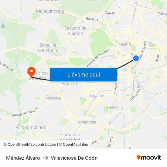 Méndez Álvaro to Villaviciosa De Odón map